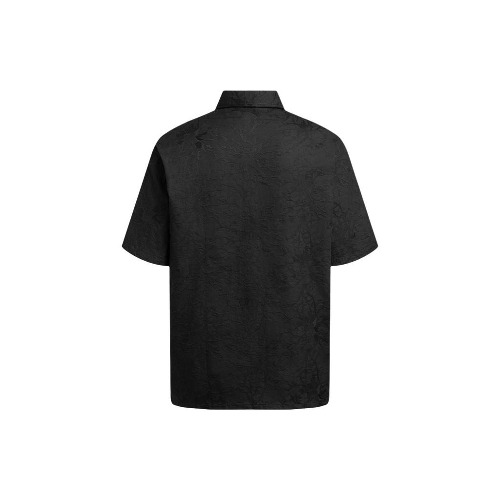 Emporio Armani Ss24 Dark Pattern Printed Square Neck Single-Breasted Short Sleeve Shirt Men Shirts Black 3D1CG3-1NQMZ-0999