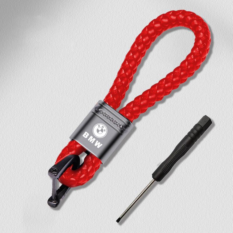 Car Valve Core Hand Woven Horseshoe Buckle Leather Rope Car Keychain Keyring For BMW X1 X2 X3 X5 X4 X6 X7 G30 G20 G32 G11 G12 Rlzh86