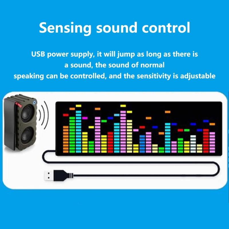 Music Spectrum Display 20 Dynamic Effects Voice Sensors Pickup Analyzers with Clock 384 LEDs 1624 Segment Rhythm Light