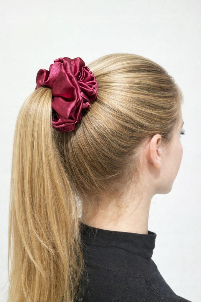 Satin Scrunchies Hair Tie Without Joints 13 Delicate Burgundy