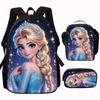 Zaino Scolastico Principessa Set da 3 Pezzi Grande Capacità Impermeabile Borsa a Spalla Astuccio Borsa a Tracolla per Bambini