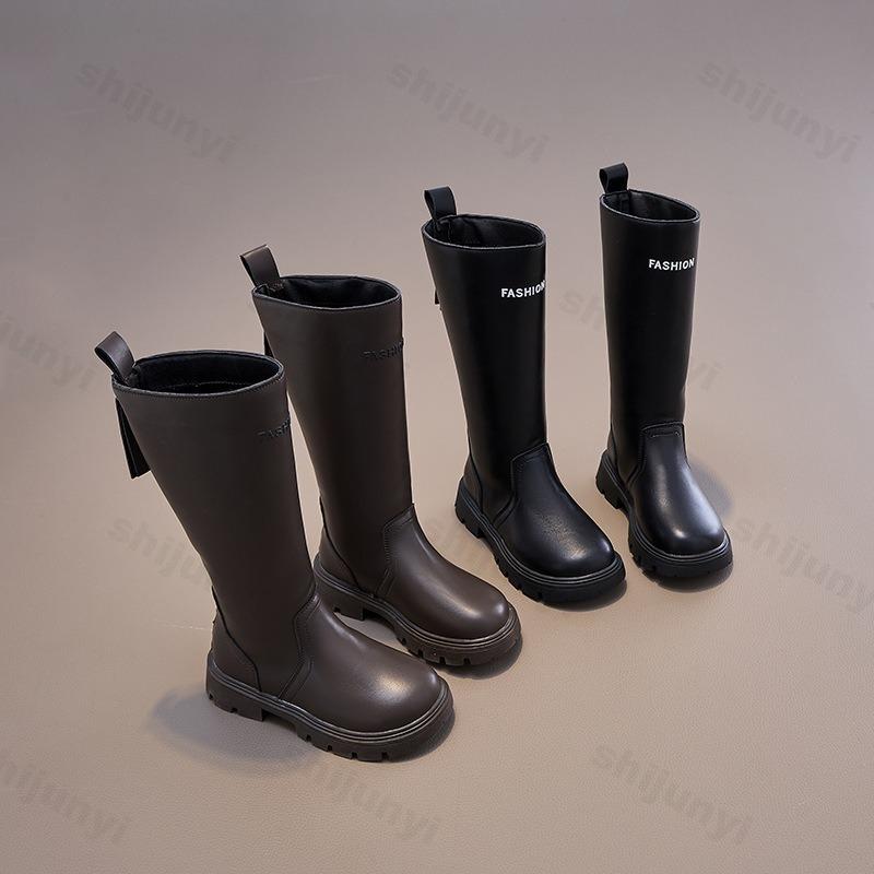 Stivali Lunghi al Ginocchio per Bambini Autunno Stivali da Principessa per Ragazze Britanniche Bambini Zip Comodi Antiscivolo Stivali Lunghi da Esterno Botas