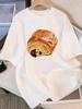 White Tees For Bread Lovers Smiling Toast Realistic Chocolate Croissant Prints Casual Graphic Shirts For Food Lovers
