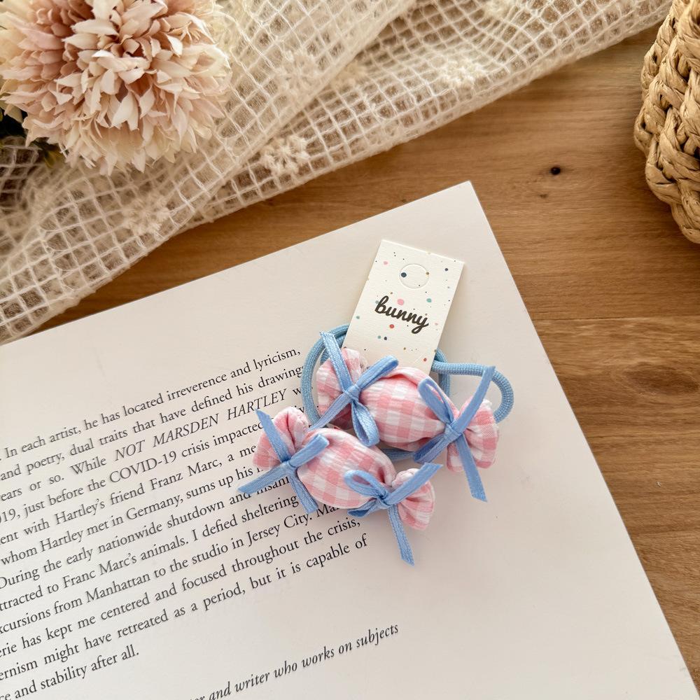 2pcs/set Fabric Candy Bow Rubber Bands For Baby Girls Hair Rope Ties Ponytail Holder Elastic Hair Bands Kids Headwear