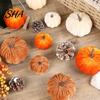 Realistic Halloween Pumpkin Decoration Small Velvet Thanksgiving Table Centerpiece, Soft Stuffed Prop for Fall Harvest Farmhouse Themed