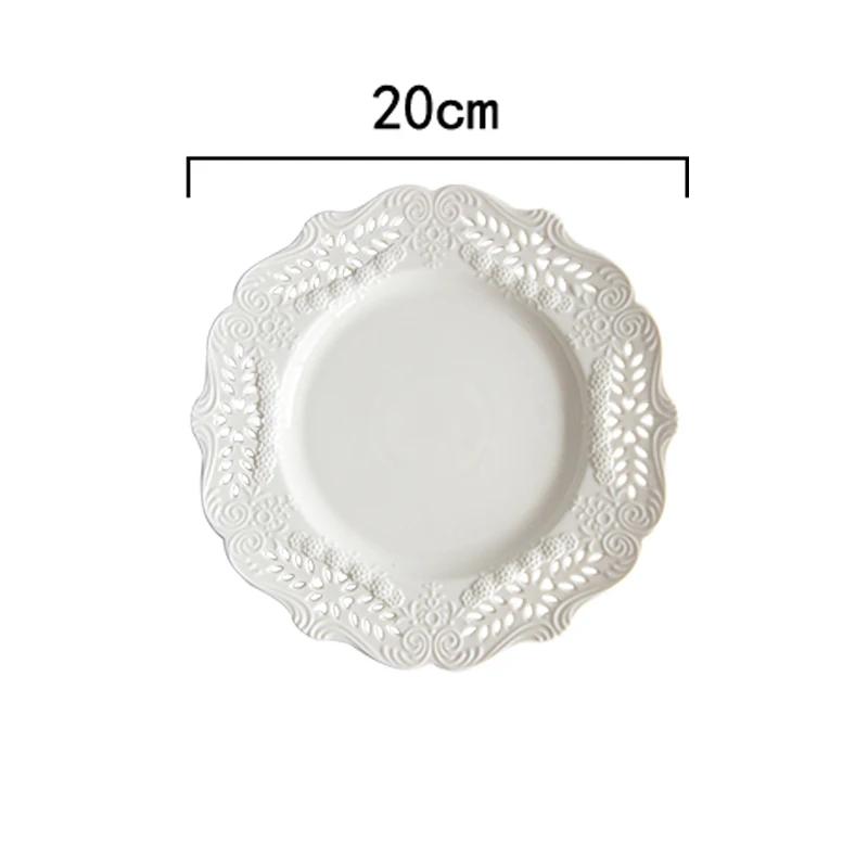 

Обеденная тарелка Современные рельефные керамические тарелки Французские тарелки с выемками для обеда Блюда для стейка Паста Десерт Овощная посуда