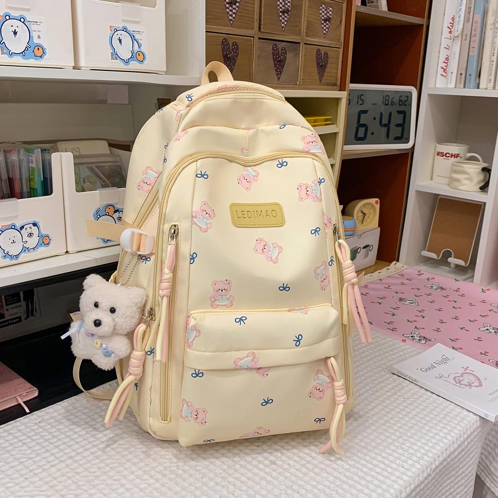 Schoolbag Casual backpack School bag Korean version of simple travel backpack ins Fengsen college style printing large-capacity backpack