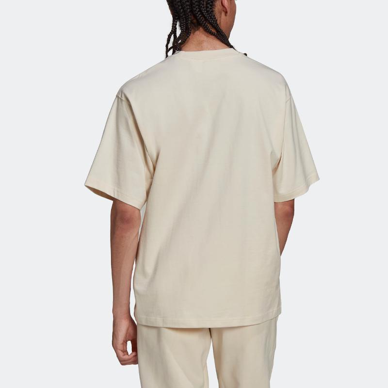 Adidas Originals Trefoil SS22 Embroidered Logo Sports T-Shirt Men Tops Beige HD2747