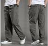 Spring Autumn Thin Men's Casual Pants Work Pants Large Size Loose Men's Long Cargo Pants Elastic Waist Lightweight
