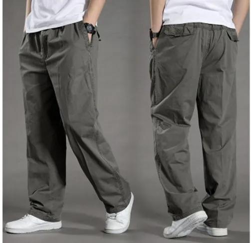 Spring Autumn Thin Men's Casual Pants Work Pants Large Size Loose Men's Long Cargo Pants Elastic Waist Lightweight