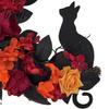 Unique Holiday Gift Halloween Black Cat Moon Wreath, Gothic Crescent Wreath with Floral Artificial Rose Flowers for Home Front Door Porch Wall