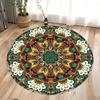 Colorful 3D Mandala Mystery Chakra Print Round Rug Meditation and Yoga Non-Slip Machine Washablefor Bedroom and Living Room