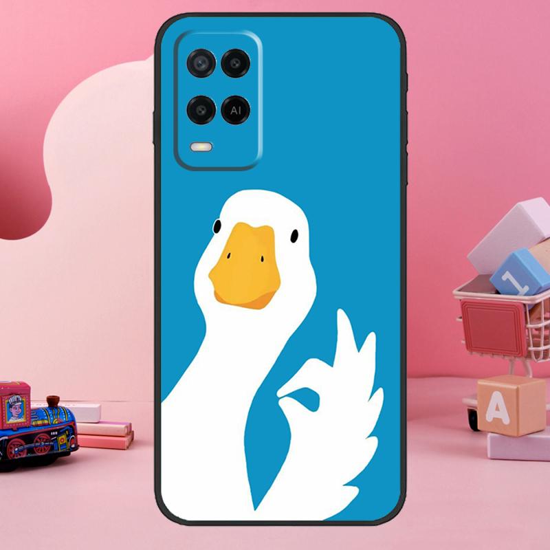 Cartoon Cute Goose Case For OPPO A57s A17 A16 A15 A54 A74 A76 A96 A52 A72 A5 A9 A31 A53 A77 A91 A93 A54s Cover