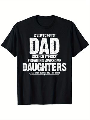 Funny Proud Dad of Two Crazy Awesome Daughters TShirt  100 Cotton Machine Washable Unisex Tee Easter Gift for Dads  Parents