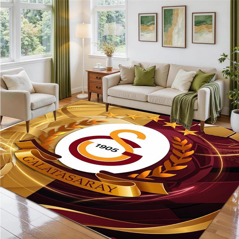 Galatasaray FC Design Crystal Velvet Rug Soft Decorative Mat for Bedroom Entrance
