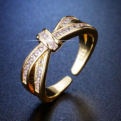 Light Luxury Niche Design High-end Flash Diamond Ring Women's Cold Wind Exquisite Fashion Cross Open Ring