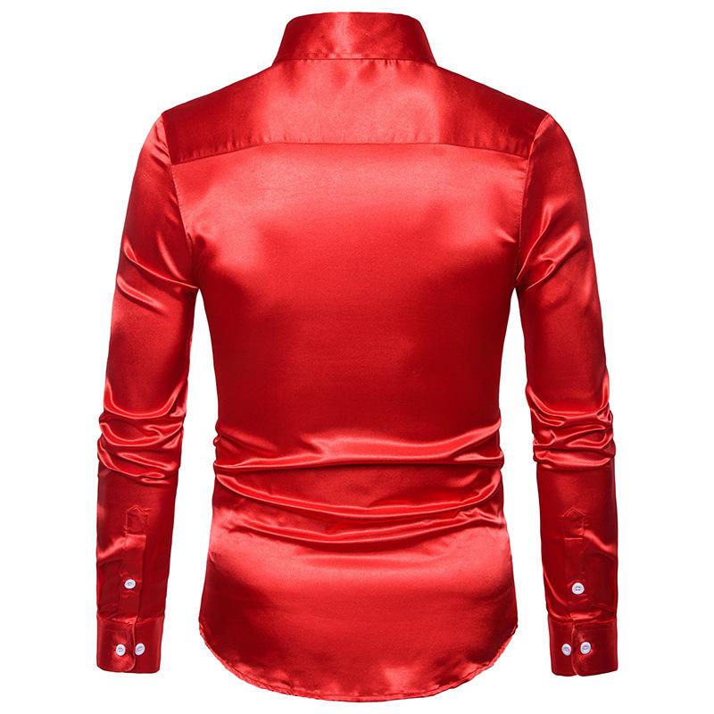 2023 Autumn Men's European Long Sleeve Shiny Casual Shirt