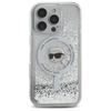 Karl Lagerfeld Klhmp16Llgkisgh Iphone 16 Pro 6.3 Hardcase Transparent Liquid Glitter Karl Head Magsafe