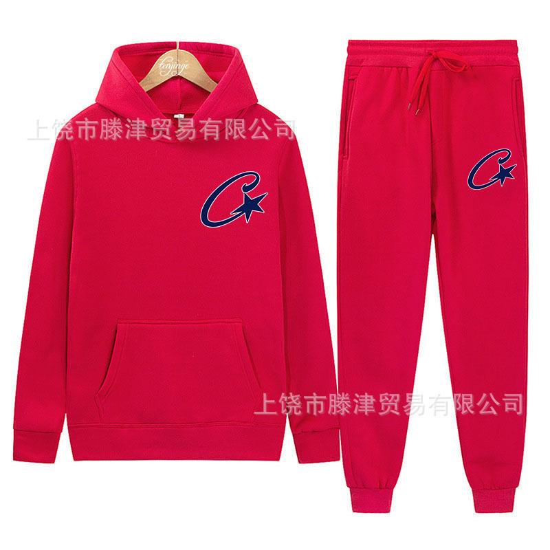 Trendy Corteiz Devil's Island Hoodie Street Hip Hop Sports Pants Casual Versatile Set