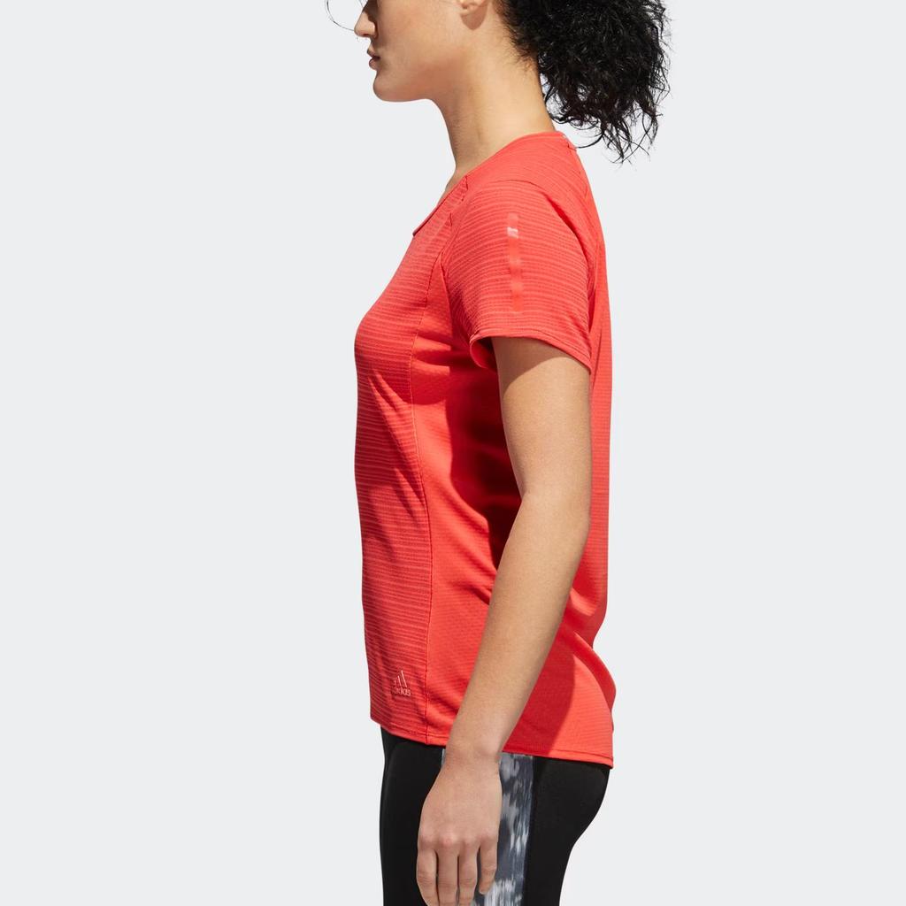Adidas Sports Lifestyle Series Breathable Round Neck Pullover Dopamine Short Sleeve T-Shirt Women T-Shirts Natural-Coral-Pink CW4063
