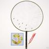 1 piece Ancient Handheld Fan Round Paddle Mandarin Handle with Fabric, Blank Patterns