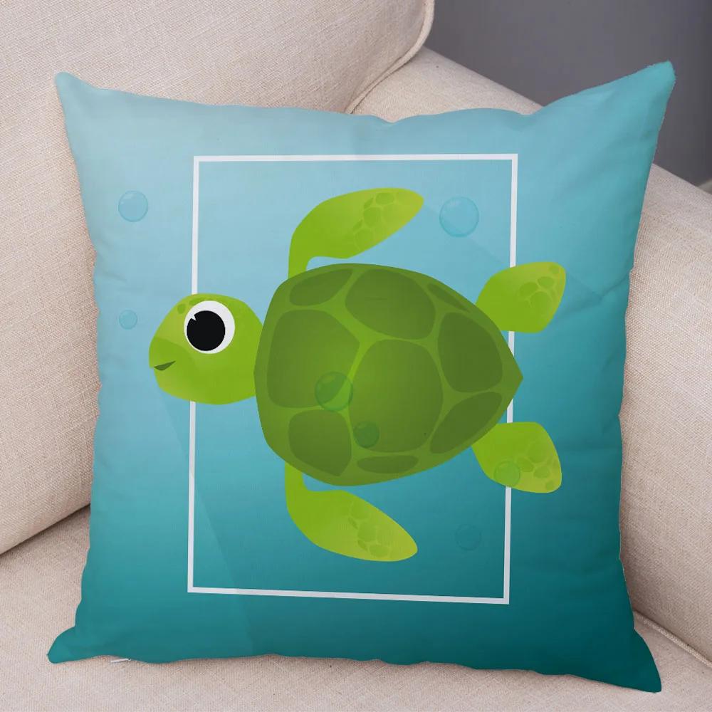 Cute Cartoon Animal Decoration Pillowcase Pig Bear Cow Shark  Sofa Room Cushion Cover Kindergarten Home