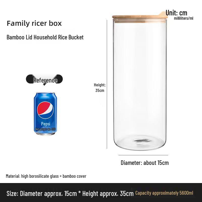 Borosilicate Glass Storage Jar with Bamboo Lid for Cereals, Grains, and Coffee Beans