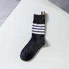 TB Four-Bar Grey Mid-Calf Cotton Women's Japanese Trendy Spring/Summer College Style Socks