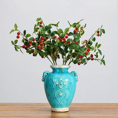 Real Touch Artificial Raspberry Branches Elegant Handmade Artificial Berries Branches Plastic Fake Red Fruit Stem