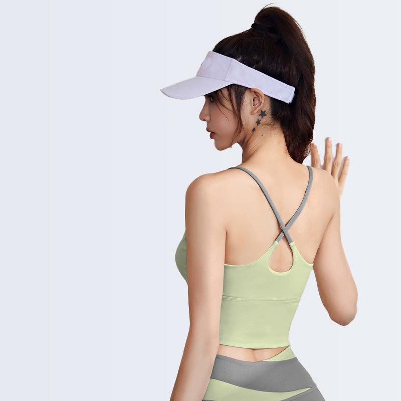 Dámská jógová vesta Sexy sportovní podprsenka Běžecké tričko Fitness trička Crop top Cvičební Elastické sportovní prádlo Rychleschnoucí Gym top
