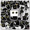 50Pcs/Set Funny Black Cats. Yellow Eyes Stickers DIY Fashion Waterproof Doodle Decals Stickers