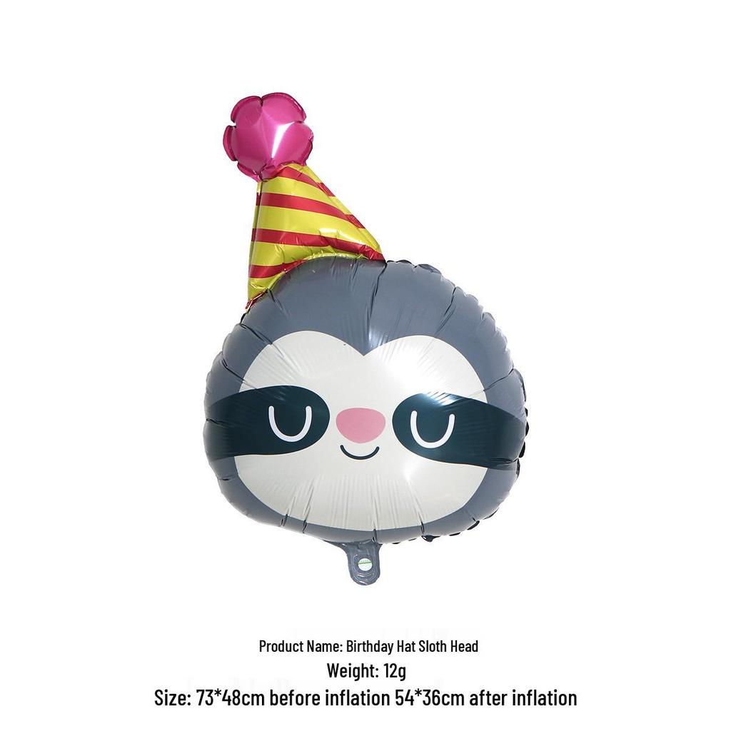 Animal-Themed Aluminum Foil Birthday Balloon Hat: Giraffe, Tiger, Bear, Frog, Sloth