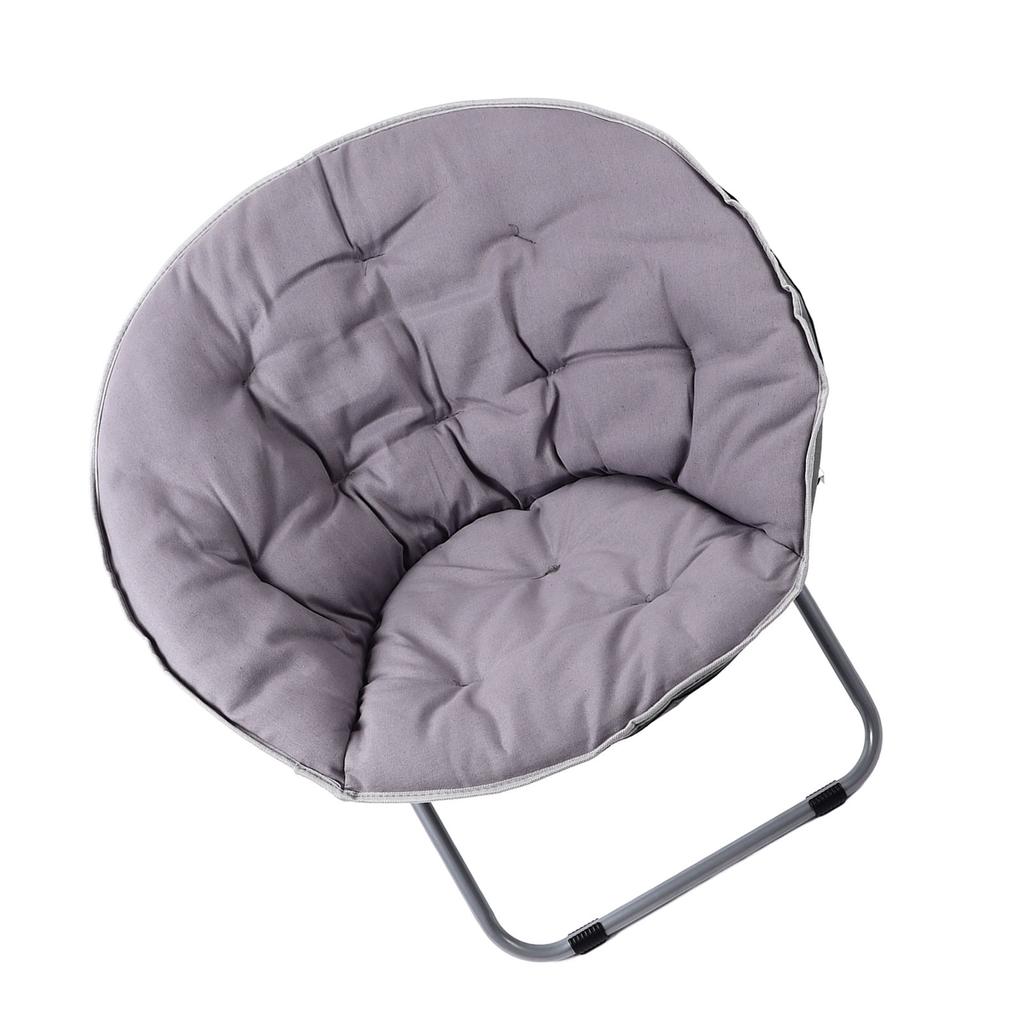 Saucer Chair Metal Frame Gray Comfortable Ergonomics Foldable Cozy Chair for Living Room Gift