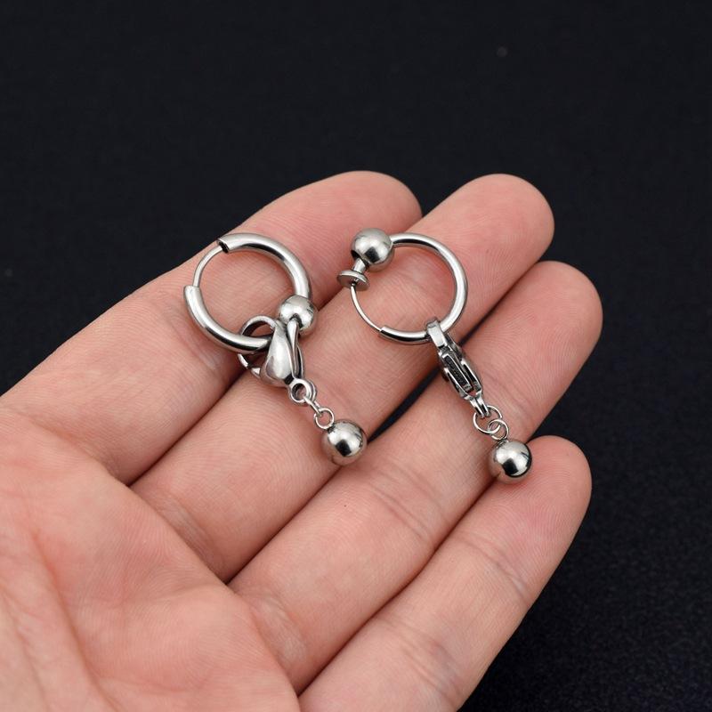 Personalized simple titanium steel earrings, neutral wind men's and women's trend ear jewelry, stainless steel spring ear clips