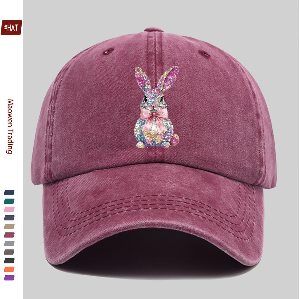 pc Shiny Easter Bunny Cartoon Pattern Printed Baseball Cap Casual and Prom Printed Design Sun Hat Comfortable and Lightweight