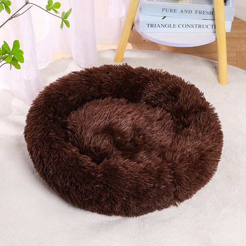 Plush Cat & Dog Bed: Cozy Autumn/Winter Nest, Soft Round Mat