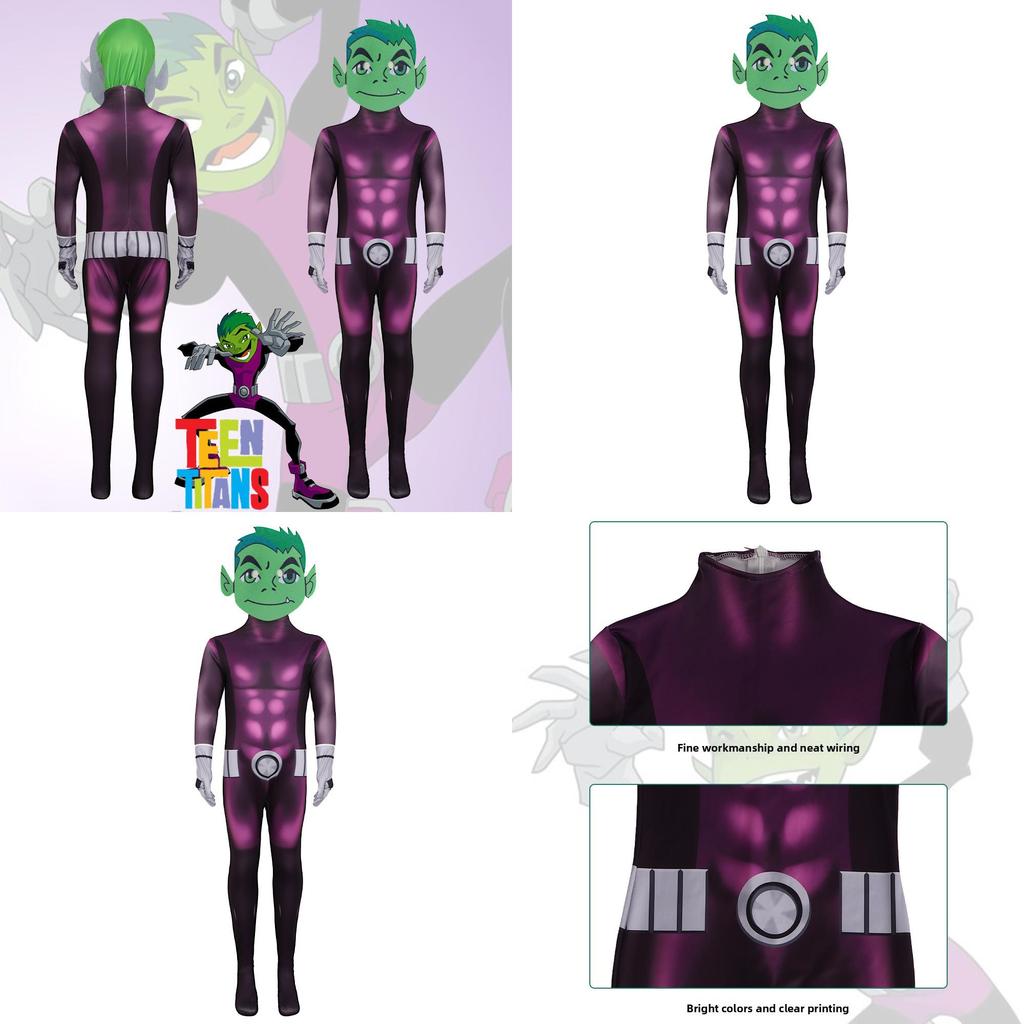 Teen Titans Cosplay Costume With Polyester Fabric For Stage Performances For Kids And Teens
