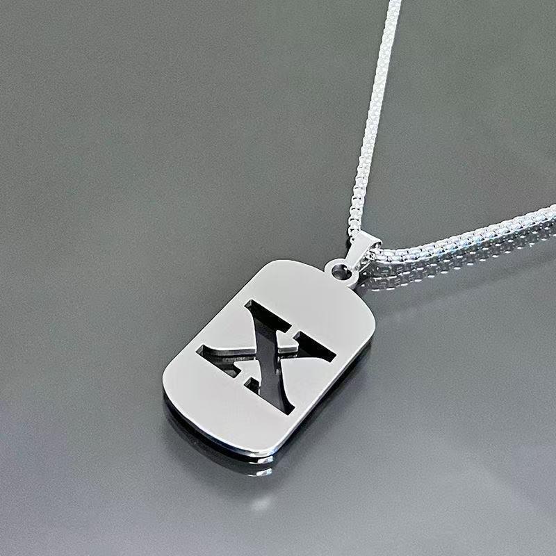 Simple Titanium Steel 26-Letter Necklace for Men and Women - Trendy Minimalist Design