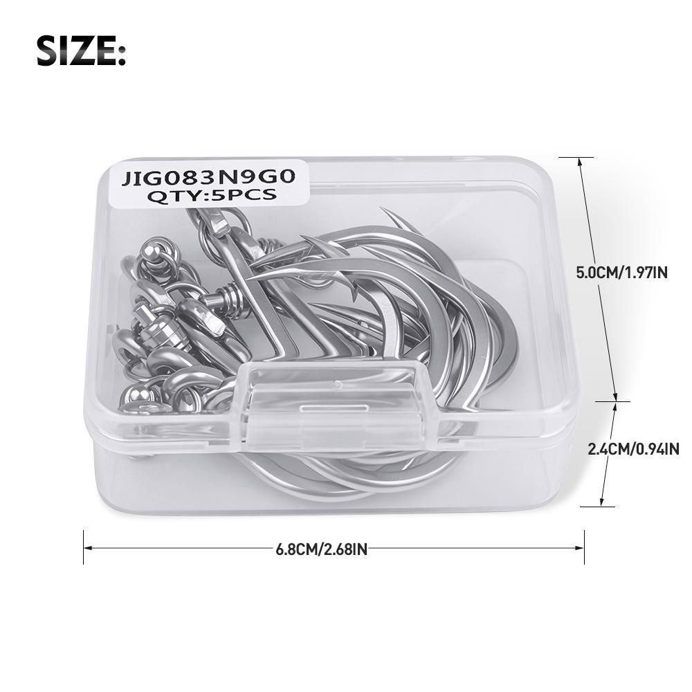 5pcs/box Saltwater Fishing Jigging Hooks Forged Extra Strong Stainless Steel Trolling Sea Bass Striper Snapper Fishing Hooks