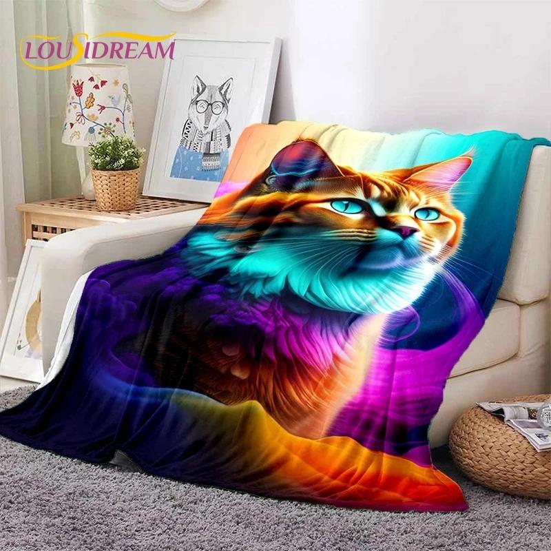 Gato persa 3D, gato de chita fofo, cobertores macios de desenho animado Ragdoll, cobertor para manter aquecido para camas de piquenique, sofá, casa, quarto, presente para criança