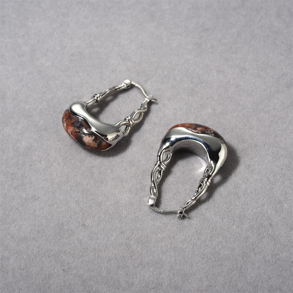 Piedra Natural, Estilo Nacional, Pendientes Únicos, Pendientes, Colgantes, Sentido de Diseño de Lujo Ligero de Nicho, Marea Alta