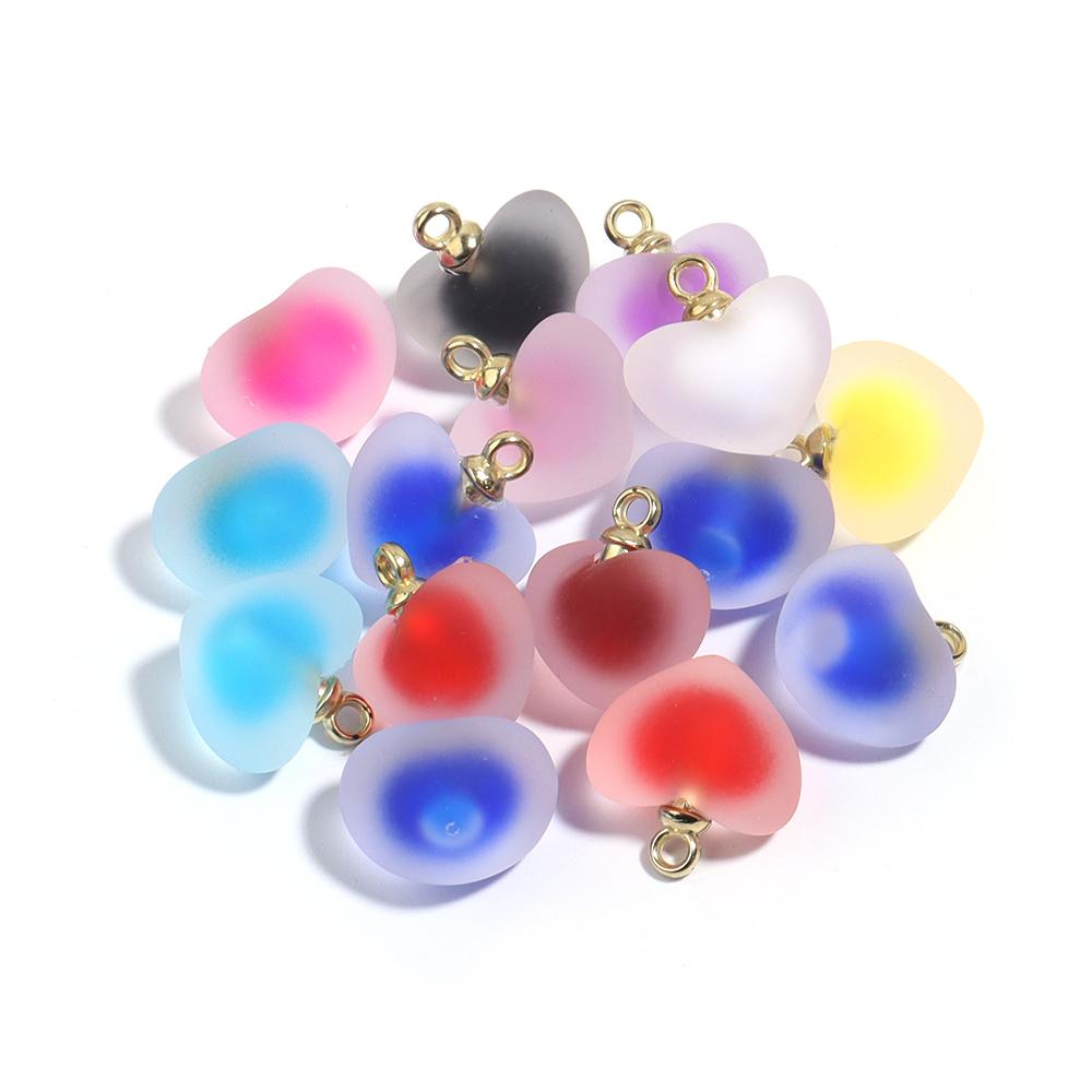 10Pcs Acrylic Frosted Colorful Heart Charms Round Charms For Jewelry Making DIY Bracelet Necklace Earrings Pendants Accessories