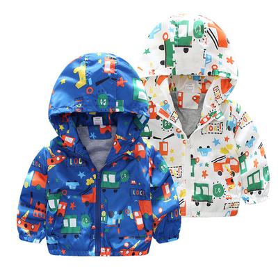 Chaqueta con capucha y cremallera para niños de primavera con dibujos de aviones
