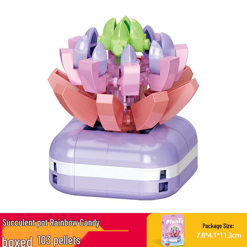 Lele Brothers Flower Succulent Model Assembly Building Blocks for Kids