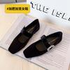  Fat mm women's single shoes retro square head Mary Jane women's shoes wide fat feet women's ladyshoes low heel large size women's shoes