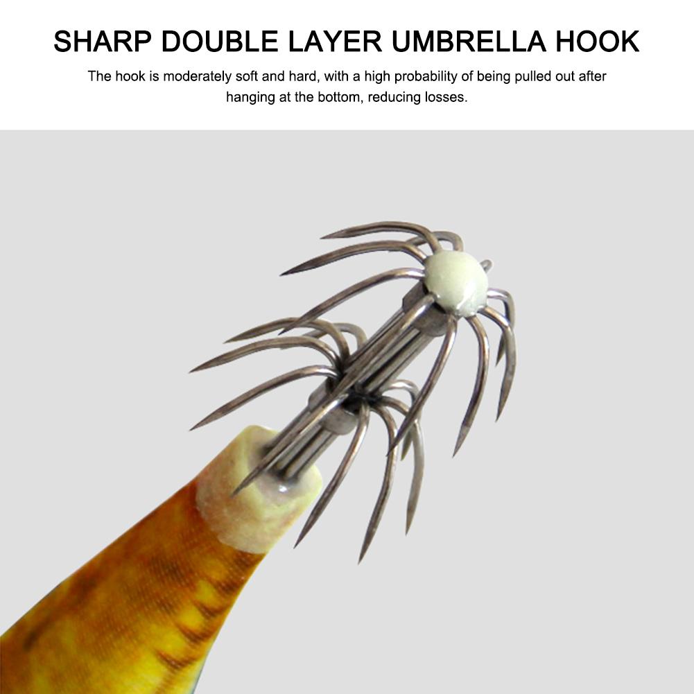 Squid Jig Návnada Světelná rybářská návnada Dřevěné Krevety Rybářské náčiní Simulace Squid Hook Fluorescenční rybářské návnady Tvrdé návnady