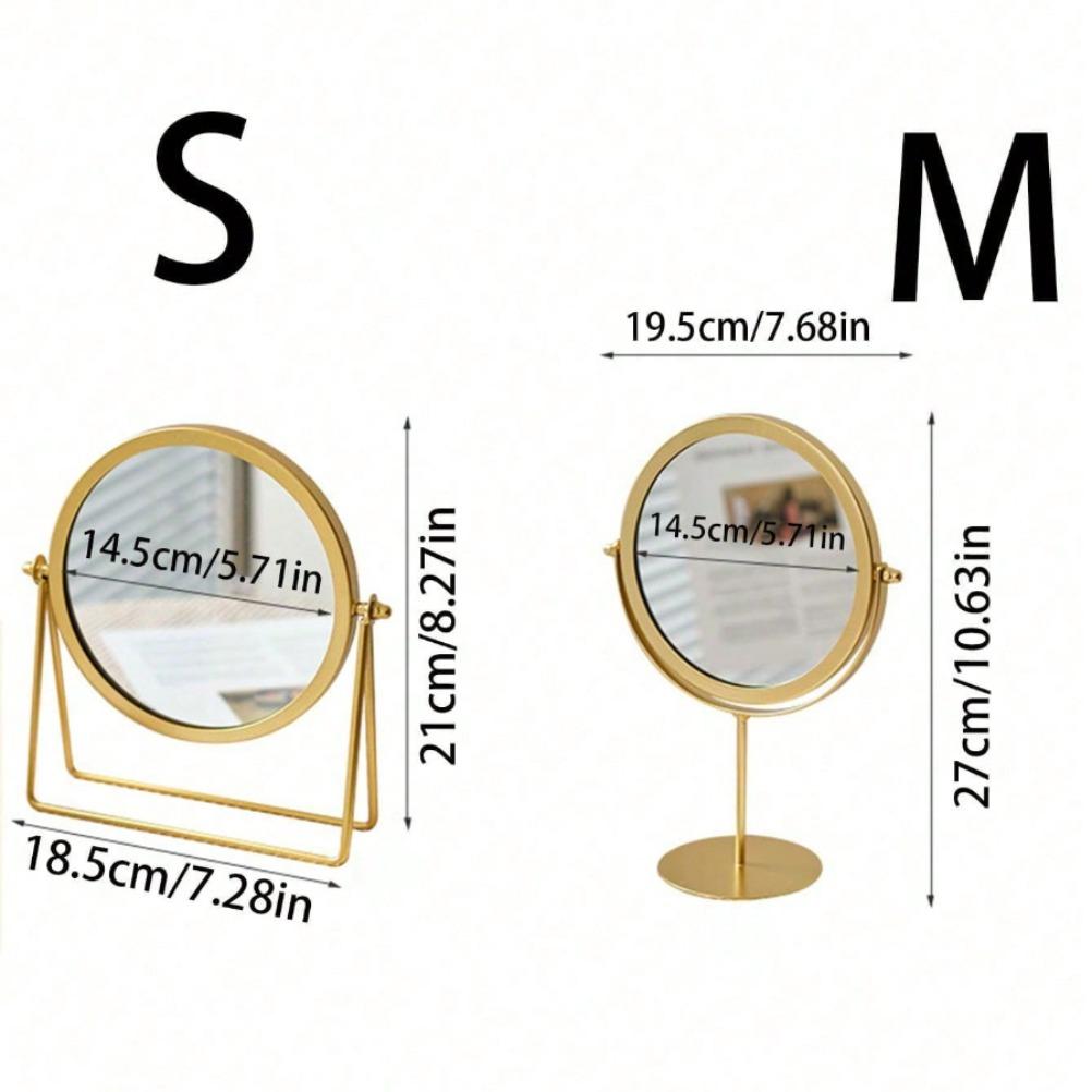 Retro Dressing Table Makeup Mirrors Desktop Portable Rotating Vanity Mirror Metal Wrought Iron Makeup Mirror Room Decoration