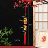 Lunar New Year Lucky Hanging Ornament with Red Tassel Golden Charm Festive Portable Decor for Travel Hotel Room Spring Festival