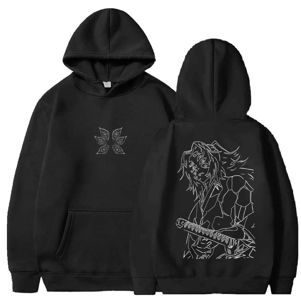 

Худи Demon Slayer Манга Кокушибо Графические Толстовки Мужская Женская Одежда Осень Зима Длинный Рукав Флис Мягкий Стритвир XS чёрный