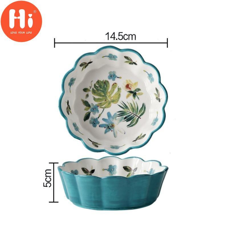 Hi Nordic Simple Hand Painted Ceramic Salad Cake Bowl Colorful Porcelain Soup Fruit Bowl Lace Rice Dessert Snack Bowl Tableware